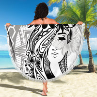 Polynesian Women's Day Beach Blanket Plumeria Passion - White LT7 - Polynesian Pride