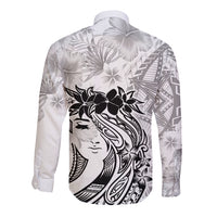 Polynesian Women's Day Long Sleeve Button Shirt Plumeria Passion - White LT7 - Polynesian Pride
