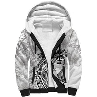 Polynesian Women's Day Sherpa Hoodie Plumeria Passion - White LT7 Unisex White - Polynesian Pride