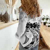Polynesian Women's Day Women Casual Shirt Plumeria Passion - White LT7 - Polynesian Pride