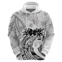 Polynesian Women's Day Zip Hoodie Plumeria Passion - White LT7 - Polynesian Pride