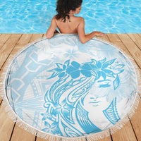 Polynesian Women's Day Beach Blanket Plumeria Passion - Turquoise LT7 - Polynesian Pride