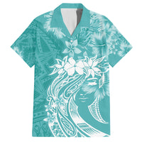 Polynesian Women's Day Family Matching Long Sleeve Bodycon Dress and Hawaiian Shirt Plumeria Passion - Teal LT7 Dad's Shirt - Short Sleeve Teal - Polynesian Pride