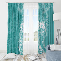 Polynesian Women's Day Window Curtain Plumeria Passion - Teal LT7 - Polynesian Pride