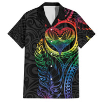 New Zealand Pride Family Matching Short Sleeve Bodycon Dress and Hawaiian Shirt Takatapui Rainbow Fern LT7 Dad's Shirt - Short Sleeve Colorful - Polynesian Pride