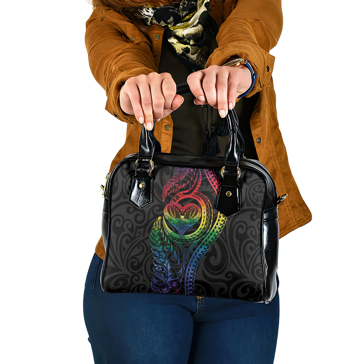 New Zealand Pride Shoulder Handbag Takatapui Rainbow Fern