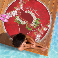 Hawaii Island Flowers Lei Beach Blanket Ohia Lehua Scarlet Red LT7 - Polynesian Pride