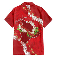 Hawaii Island Flowers Lei Family Matching Mermaid Dress and Hawaiian Shirt Ohia Lehua Scarlet Red