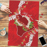 Hawaii Island Flowers Lei Puzzle Ohia Lehua Scarlet Red