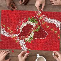 Hawaii Island Flowers Lei Puzzle Ohia Lehua Scarlet Red