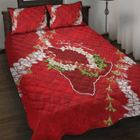 Hawaii Island Flowers Lei Quilt Bed Set Ohia Lehua Scarlet Red LT7 Red - Polynesian Pride