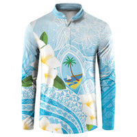 Guam Chamorro Guasali Flowers Button Sweatshirt Aqua Gradient LT7 Aquamarine - Polynesian Pride