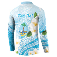 Guam Chamorro Guasali Flowers Button Sweatshirt Aqua Gradient LT7 - Polynesian Pride