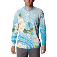 Guam Chamorro Guasali Flowers Button Sweatshirt Aqua Gradient LT7 - Polynesian Pride