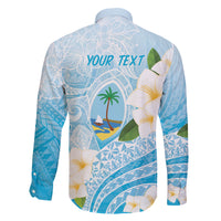 Guam Chamorro Guasali Flowers Family Matching Off Shoulder Short Dress and Hawaiian Shirt Aqua Gradient LT7 - Polynesian Pride