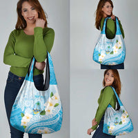 Guam Chamorro Guasali Flowers Grocery Bag Aqua Gradient