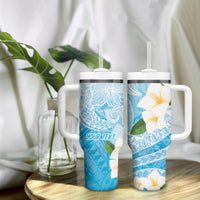 Guam Chamorro Guasali Flowers Tumbler With Handle Aqua Gradient LT7