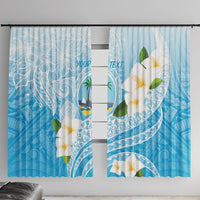 Guam Chamorro Guasali Flowers Window Curtain Aqua Gradient LT7 With Hooks Aquamarine - Polynesian Pride