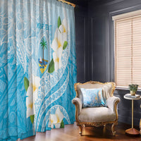 Guam Chamorro Guasali Flowers Window Curtain Aqua Gradient LT7 - Polynesian Pride