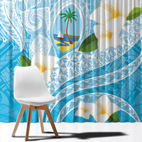 Guam Chamorro Guasali Flowers Window Curtain Aqua Gradient LT7 - Polynesian Pride
