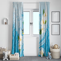 Guam Chamorro Guasali Flowers Window Curtain Aqua Gradient LT7 - Polynesian Pride