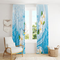 Guam Chamorro Guasali Flowers Window Curtain Aqua Gradient LT7 - Polynesian Pride