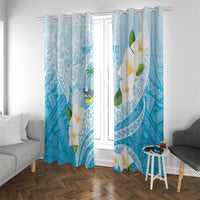 Guam Chamorro Guasali Flowers Window Curtain Aqua Gradient LT7 With Grommets Aquamarine - Polynesian Pride