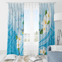 Guam Chamorro Guasali Flowers Window Curtain Aqua Gradient LT7 - Polynesian Pride