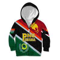 Personalised Penama and Papua New Guinea Day Kid Hoodie Emblem Mix Style LT7 Zip Hoodie Colorful - Polynesian Pride