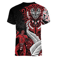 Aotearoa Toitu Te Tiriti Women V-Neck T-Shirt Whakairo Wheku