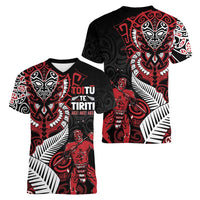 Aotearoa Toitu Te Tiriti Women V-Neck T-Shirt Whakairo Wheku