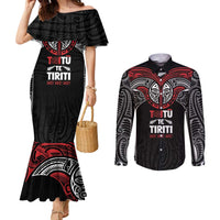 Aotearoa Maori Personalized Couples Matching Mermaid Dress and Long Sleeve Button Shirt Toitu Te Tiriti Ake! Ake! Ake!