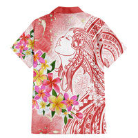 Polynesian Women's Day Wahine Family Matching Mermaid Dress and Hawaiian Shirt Plumeria Marble Glaze - Pink LT7 - Polynesian Pride
