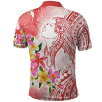 Polynesian Women's Day Wahine Polo Shirt Plumeria Marble Glaze - Pink LT7 - Polynesian Pride