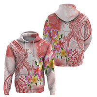 Polynesian Women's Day Wahine Zip Hoodie Plumeria Marble Glaze - Pink LT7 - Polynesian Pride