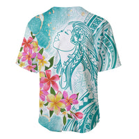 Polynesian Women's Day Wahine Baseball Jersey Plumeria Marble Glaze - Teal LT7 - Polynesian Pride