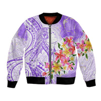 Polynesian Women's Day Wahine Bomber Jacket Plumeria Marble Glaze - Purple LT7 Unisex Purple - Polynesian Pride
