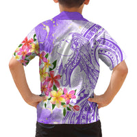 Polynesian Women's Day Wahine Family Matching Short Sleeve Bodycon Dress and Hawaiian Shirt Plumeria Marble Glaze - Purple LT7 - Polynesian Pride