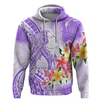 Polynesian Women's Day Wahine Zip Hoodie Plumeria Marble Glaze - Purple LT7 Pullover Hoodie Purple - Polynesian Pride
