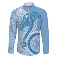 Micronesia FSM Family Matching Short Sleeve Bodycon Dress and Hawaiian Shirt Shark and Manta Classic Style