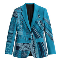 Pasifika Women's Day - Samoa Siapo Malu Tattoo Inspired Blazer Turquoise LT7 Unisex Turquoise - Polynesian Pride