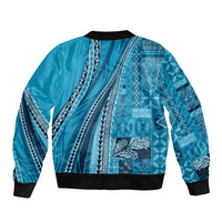 Pasifika Women's Day - Samoa Siapo Malu Tattoo Inspired Bomber Jacket Turquoise LT7 - Polynesian Pride