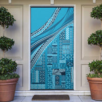 Pasifika Women's Day - Samoa Siapo Malu Tattoo Inspired Door Cover Turquoise