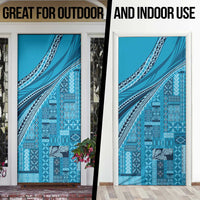 Pasifika Women's Day - Samoa Siapo Malu Tattoo Inspired Door Cover Turquoise