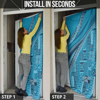 Pasifika Women's Day - Samoa Siapo Malu Tattoo Inspired Door Cover Turquoise
