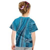 Pasifika Women's Day - Samoa Siapo Malu Tattoo Inspired Kid T Shirt Turquoise