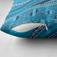 Pasifika Women's Day - Samoa Siapo Malu Tattoo Inspired Pillow Cover Turquoise