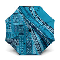 Pasifika Women's Day - Samoa Siapo Malu Tattoo Inspired Umbrella Turquoise