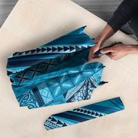 Pasifika Women's Day - Samoa Siapo Malu Tattoo Inspired Umbrella Turquoise