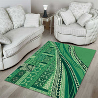 Pasifika Women's Day - Samoa Siapo Malu Tattoo Inspired Area Rug Jade LT7 - Polynesian Pride